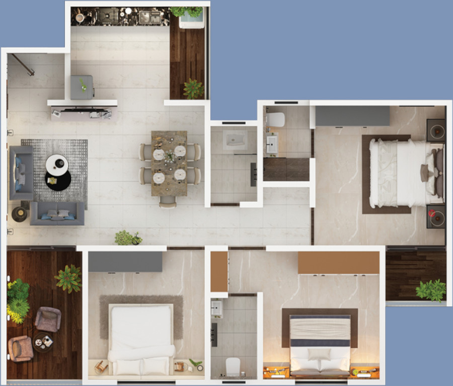 3DFloorPlan of Swastik Prism City Violet