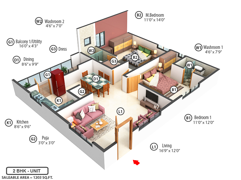 3DFloorPlan of Sree Kalpa Luxor