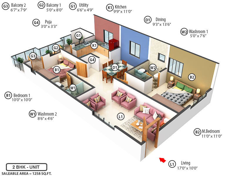 3DFloorPlan of Sree Kalpa Luxor
