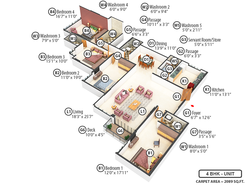 3DFloorPlan of Ajmera Prive