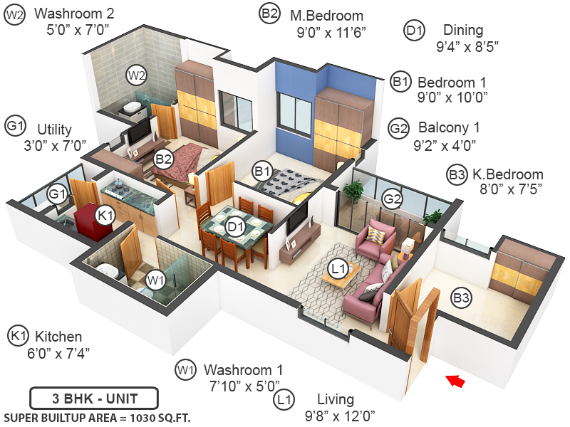 3DFloorPlan of DTC Capital City Phase I