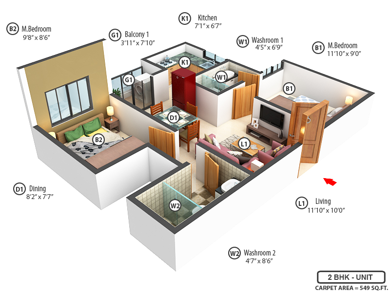 3DFloorPlan of Sowparnika Olivia Nest