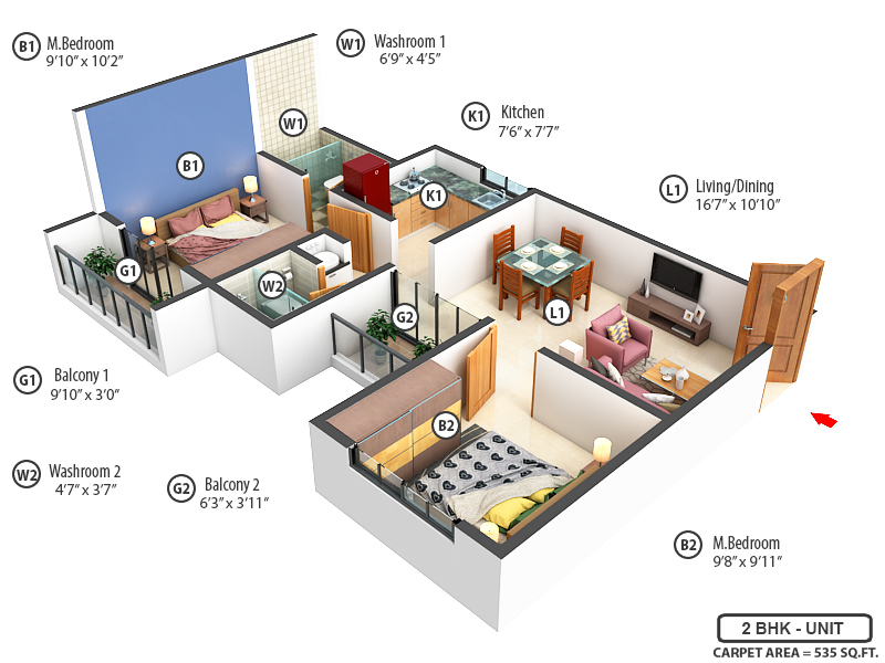 3DFloorPlan of Sowparnika Olivia Nest