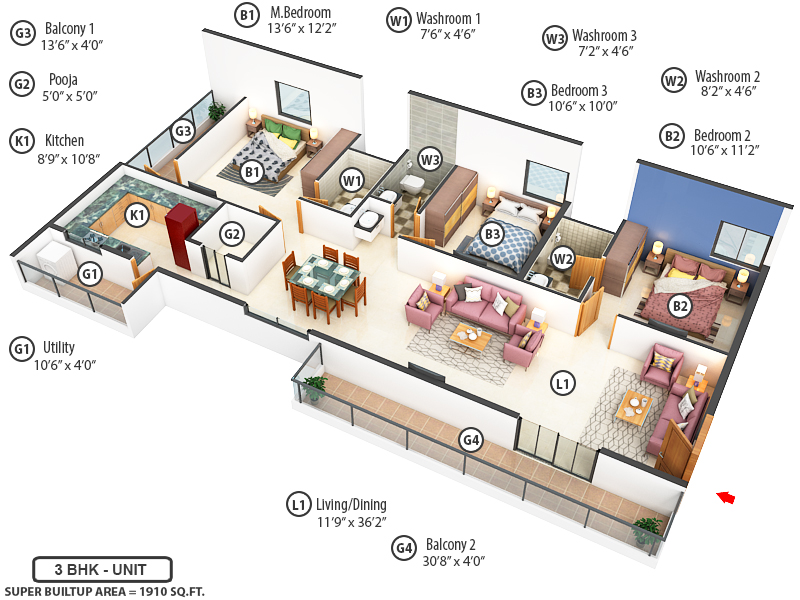 3DFloorPlan of Jai Royal Park