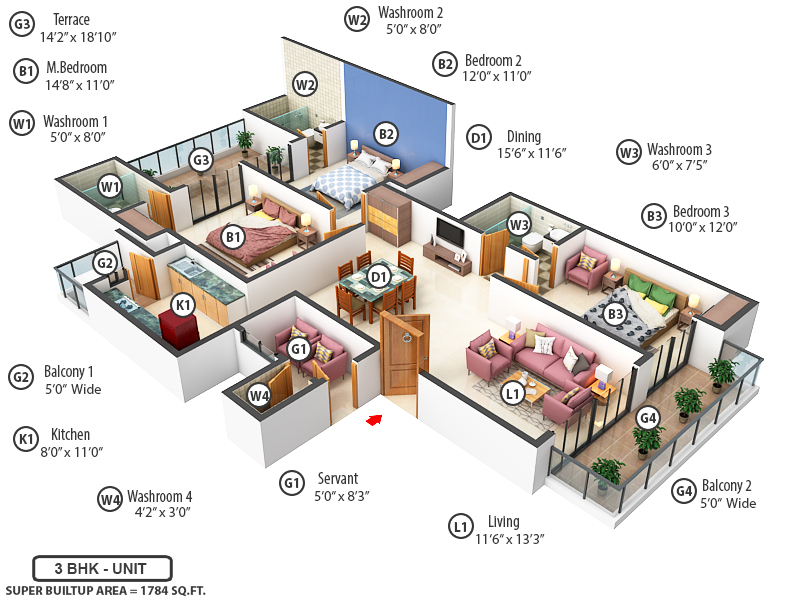 3DFloorPlan of Nirala Aspire Gold