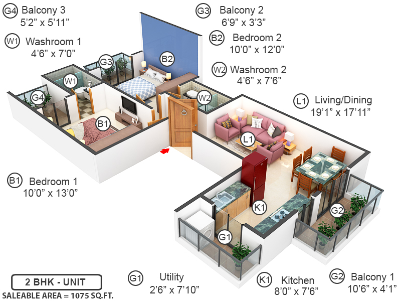 3DFloorPlan of Signature Global City 81 Phase 2