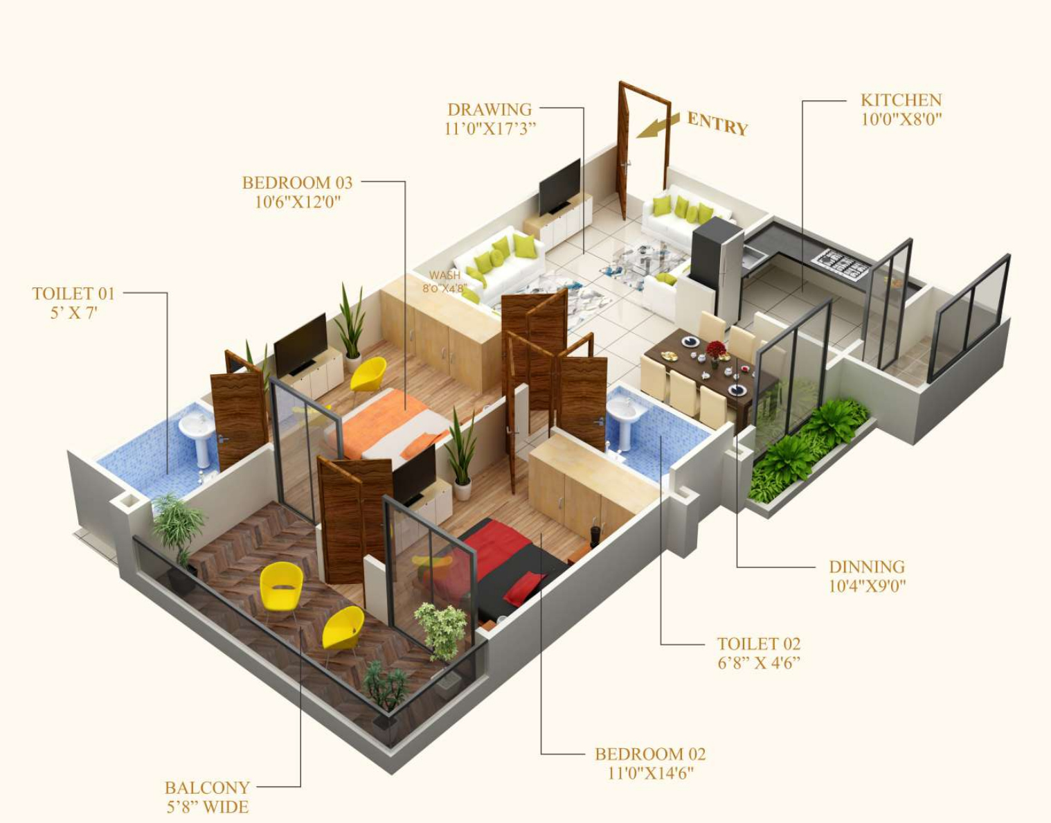 3DFloorPlan of JVD Devdarshan