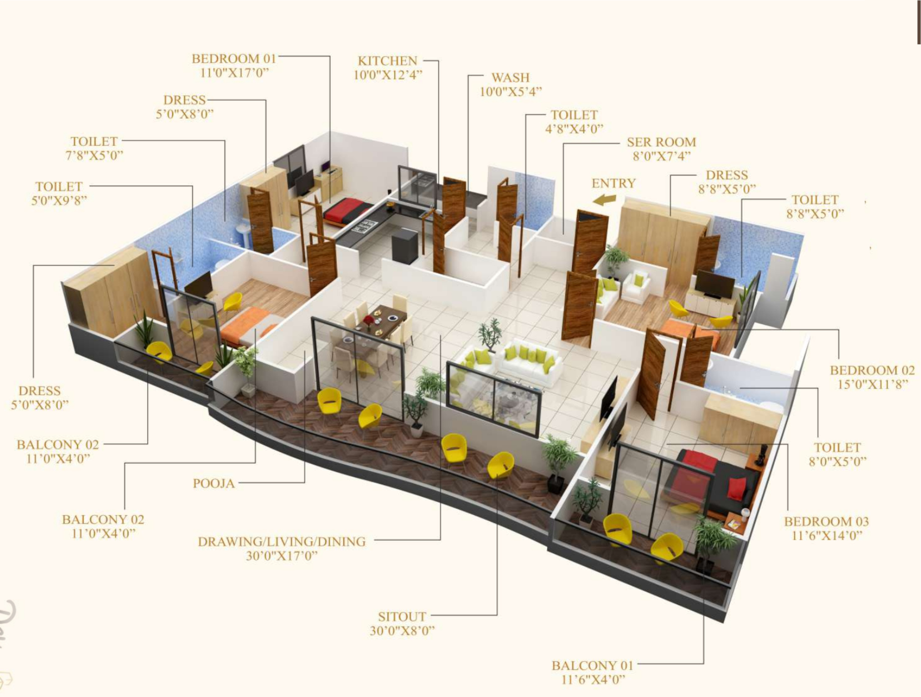 3DFloorPlan of JVD Devdarshan