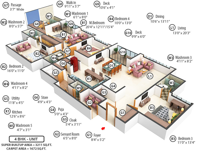 3DFloorPlan of Adani Ambrosia