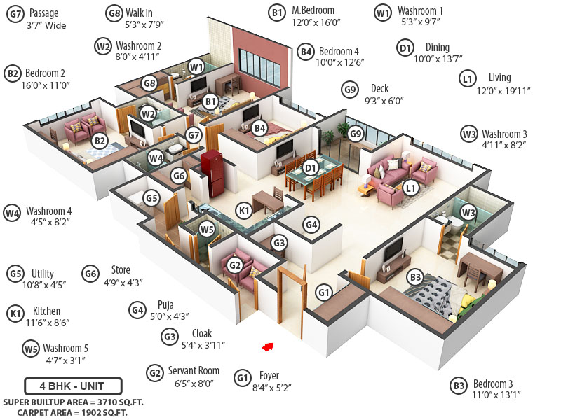 3DFloorPlan of Adani Ambrosia