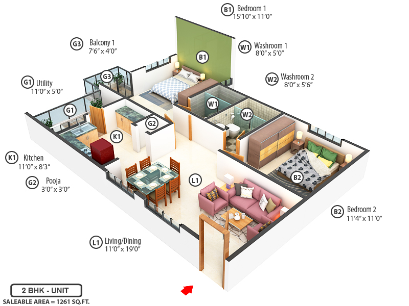 3DFloorPlan of Subram Jade Gardens