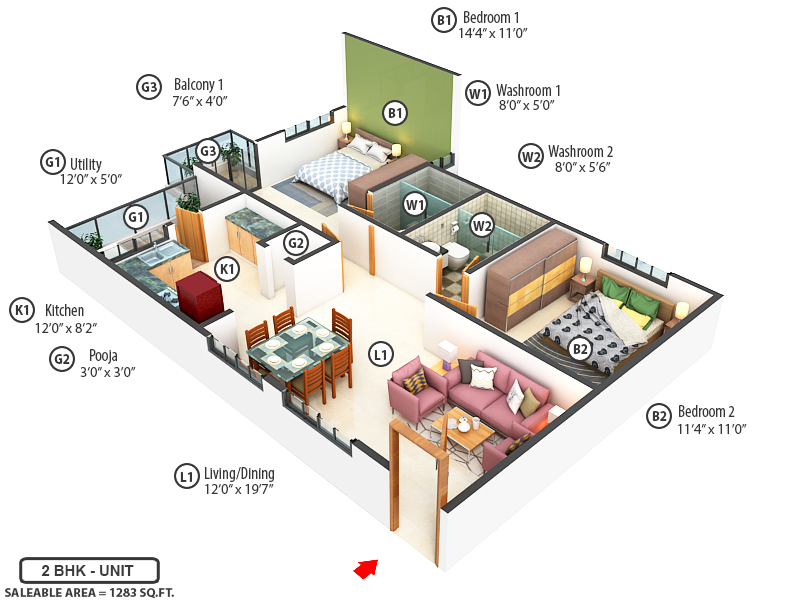 3DFloorPlan of Subram Jade Gardens