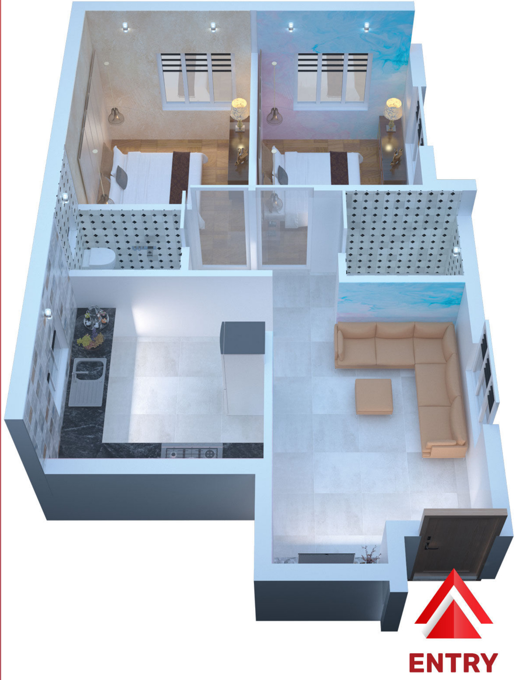 3DFloorPlan of Nithish Sai Resedency