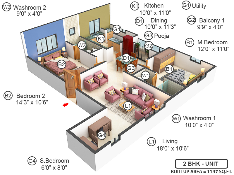 3DFloorPlan of Ramaniyam Adhri