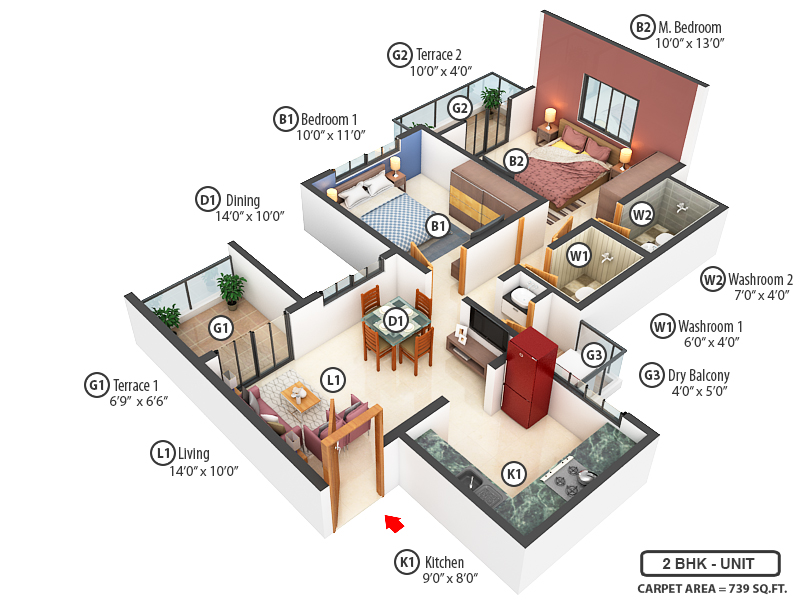 3DFloorPlan of Lunkad RKL Anand PH2 A Building