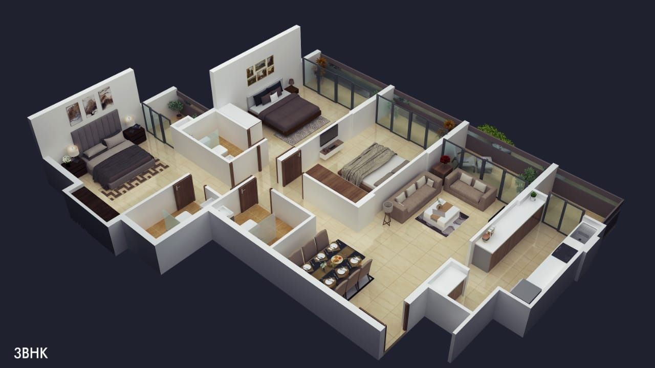 3DFloorPlan of Ishwari Greens Block B C