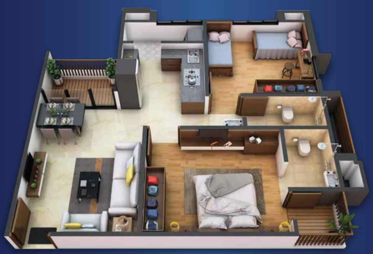 3DFloorPlan of Ashraya 10 Phase 1