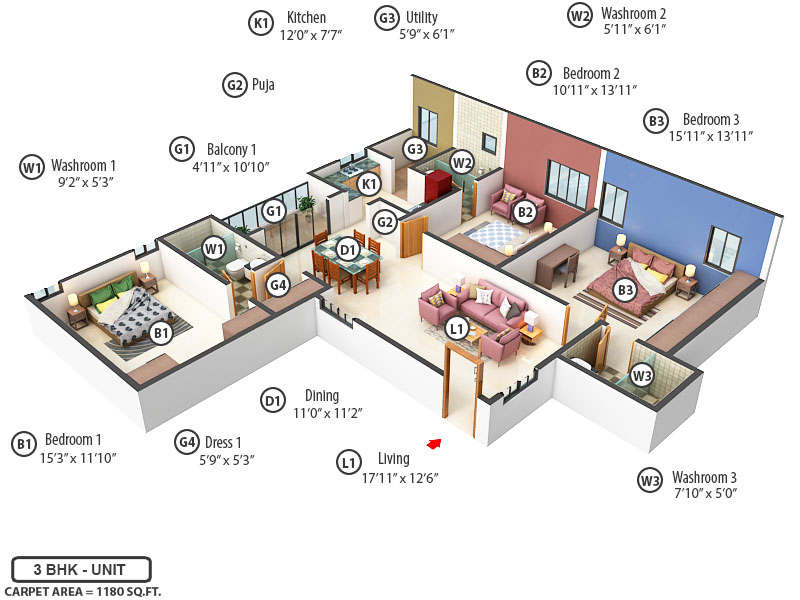 3DFloorPlan of Rams Casa Terra