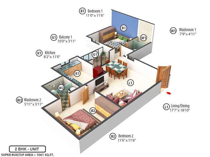 3DFloorPlan of Marutham Royal Gardens Phase 1