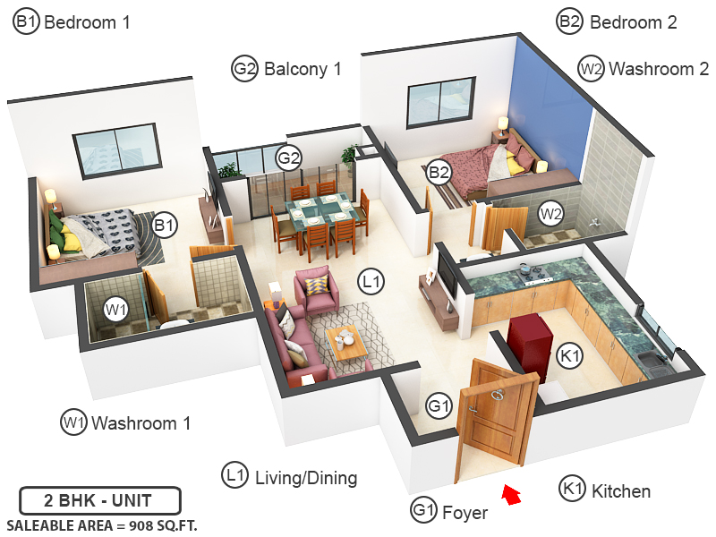 3DFloorPlan of Lake Vista At Purva Windermere
