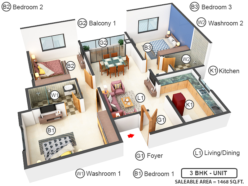 3DFloorPlan of Lake Vista At Purva Windermere