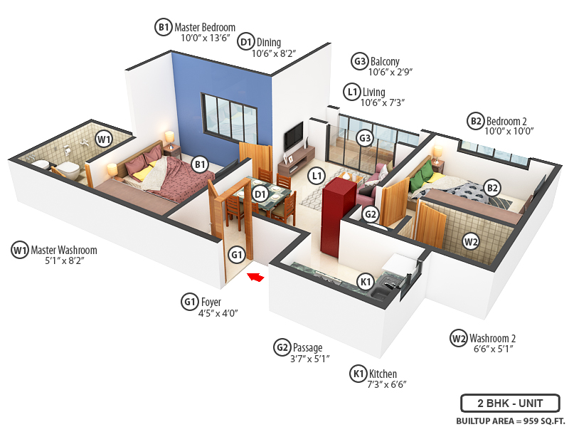 3DFloorPlan of Cielo At Brigade Valencia