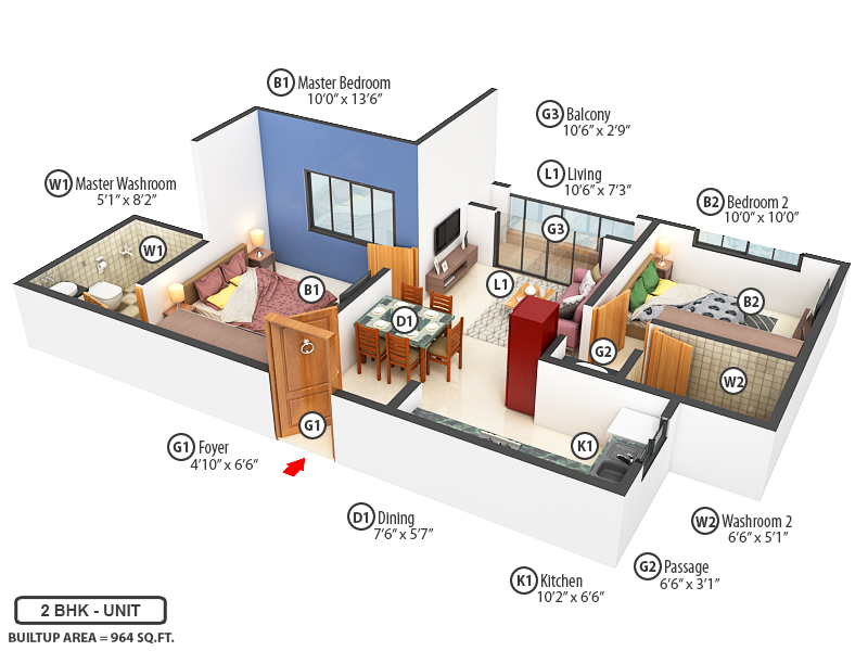 3DFloorPlan of Cielo At Brigade Valencia