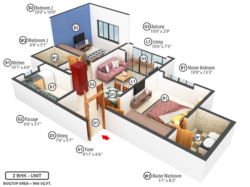 3DFloorPlan of Cielo At Brigade Valencia