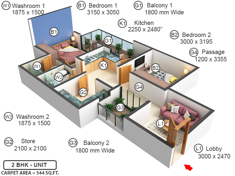 3DFloorPlan of Rajvik Greens