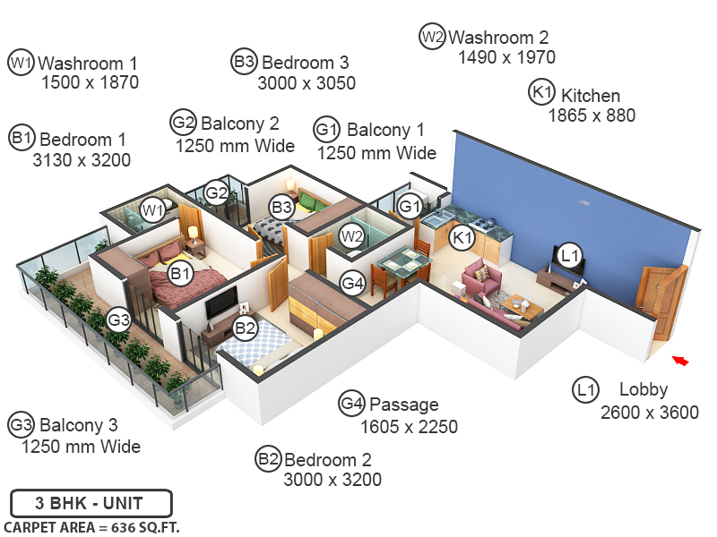 3DFloorPlan of Rajvik Greens