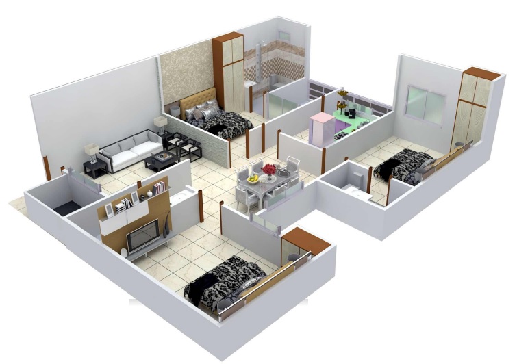 3DFloorPlan of Alark Residency