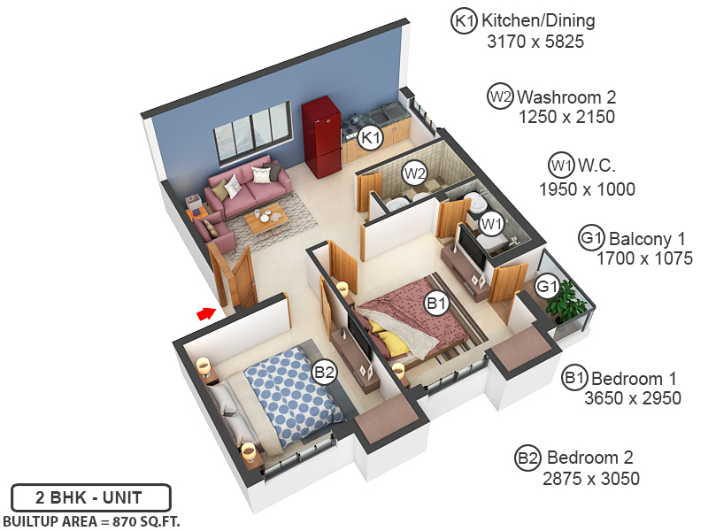 3DFloorPlan of NBR Ashirbad Sapphire