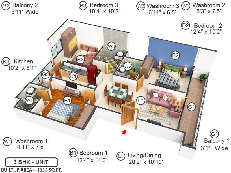 3DFloorPlan of Signature Global City 93