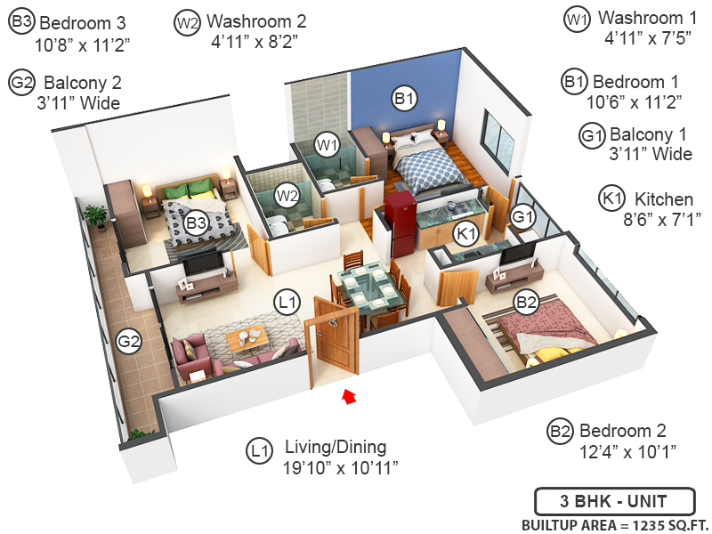 3DFloorPlan of Signature Global City 93