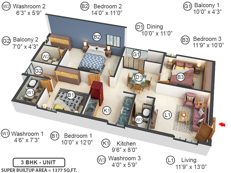 3DFloorPlan of Voora Westside