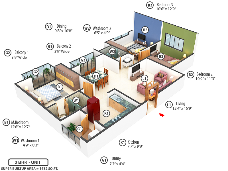 3DFloorPlan of Sumukha Silverstone