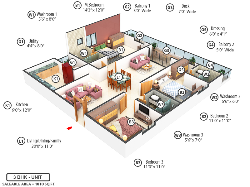 3DFloorPlan of Namishree Trident