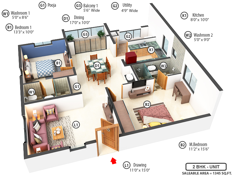 3DFloorPlan of Aparna Cyber Heights