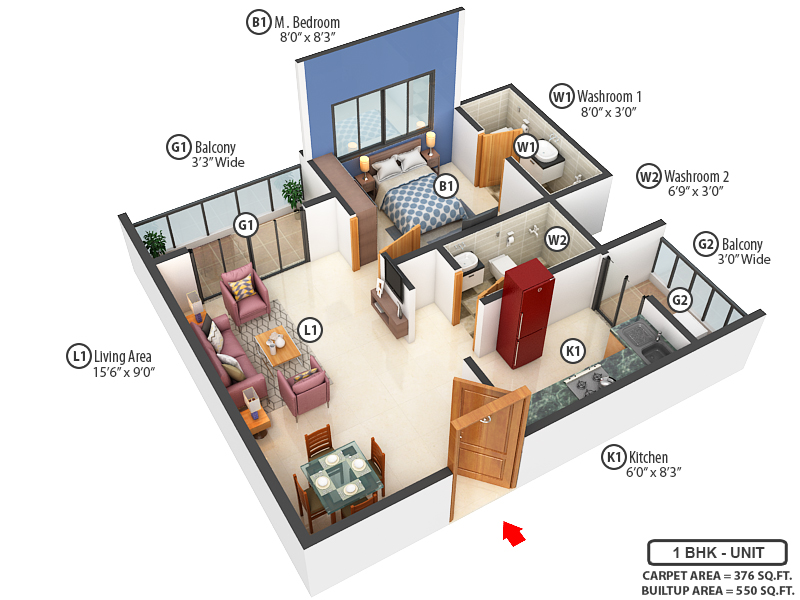 3DFloorPlan of Sai Samruddhi