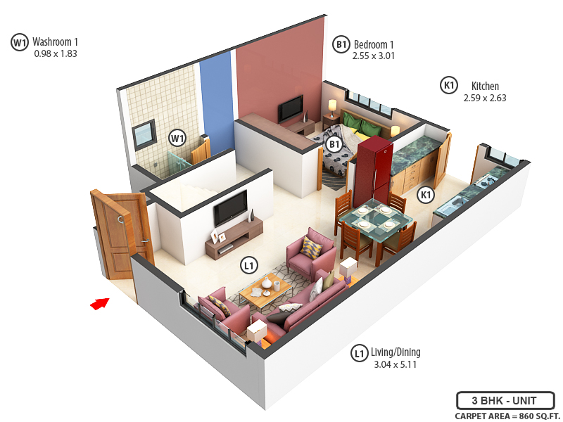 3DFloorPlan of Kamdhenu Serenity Villa