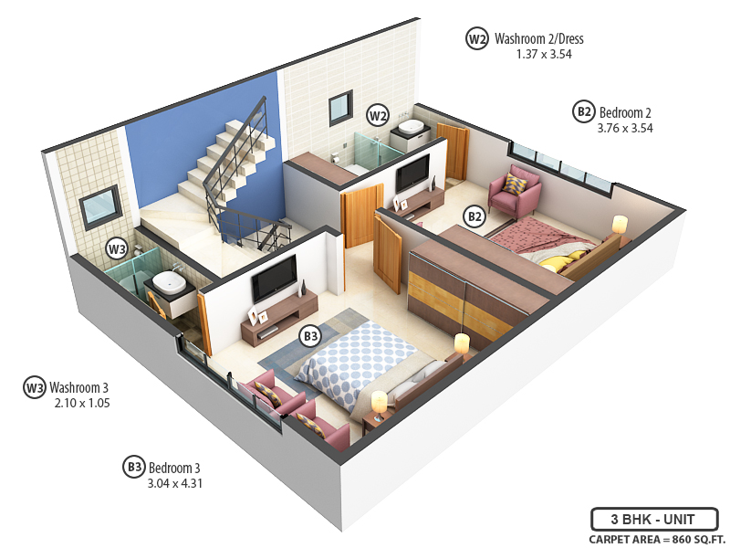 3DFloorPlan of Kamdhenu Serenity Villa