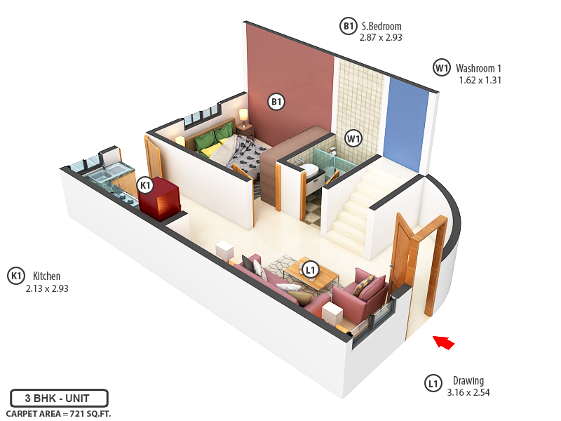 3DFloorPlan of Kuber Ishwar City