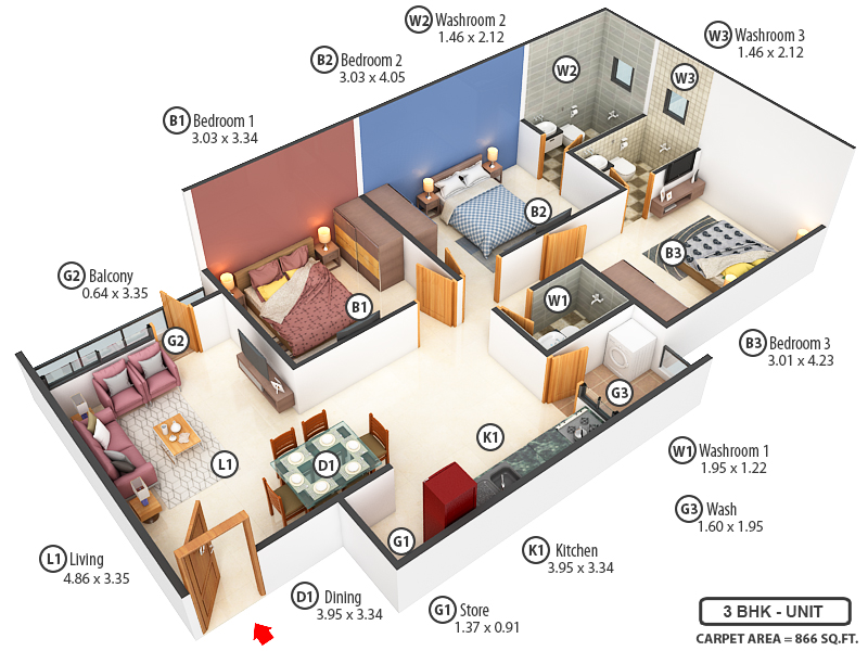3DFloorPlan of Shaligram Arise