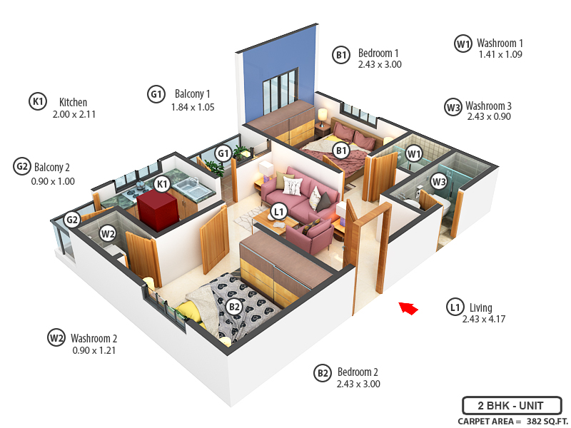 3DFloorPlan of Royal Ali Hasan Residency