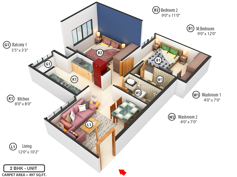 3DFloorPlan of Arihant Aayan Phase I