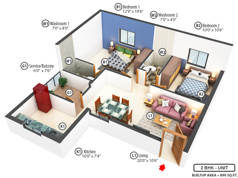 3DFloorPlan of Prime One Uptown