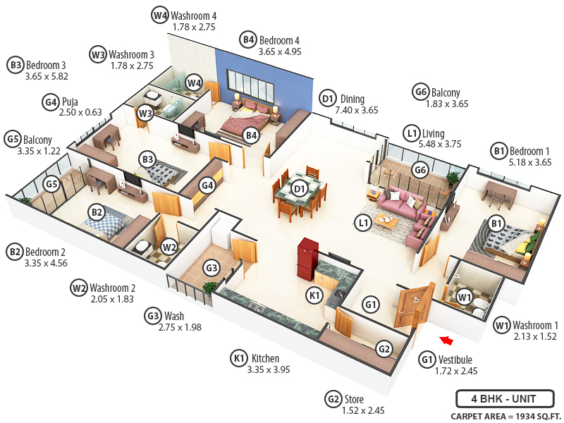 3DFloorPlan of Nest Anantam