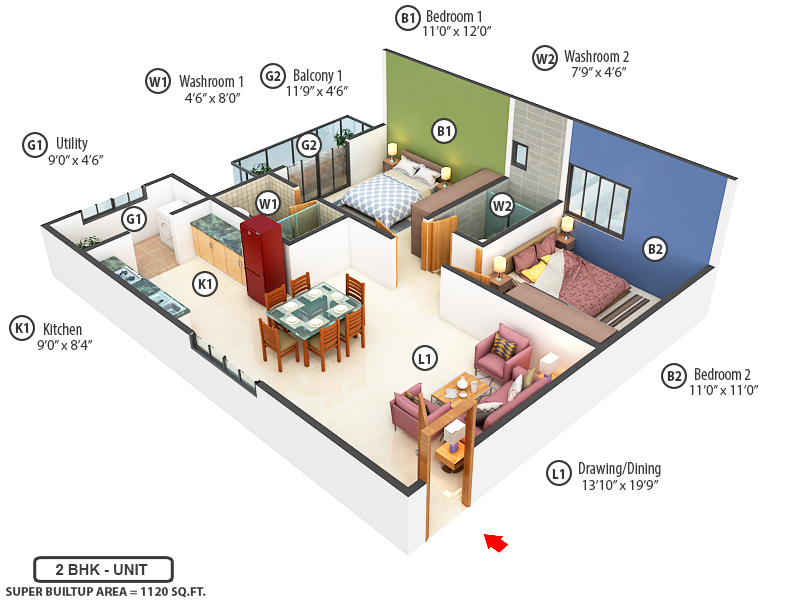 3DFloorPlan of United Sai Green Woods