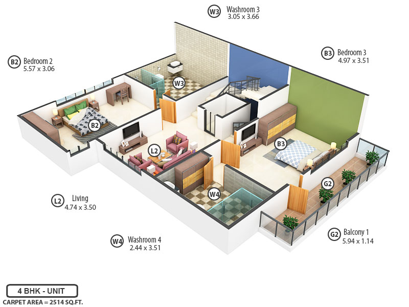 3DFloorPlan of Shashwat Elysium
