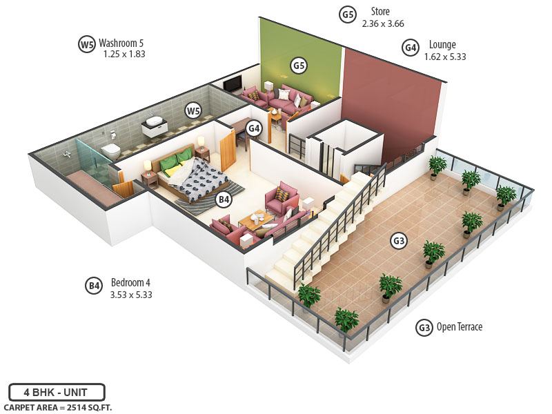 3DFloorPlan of Shashwat Elysium